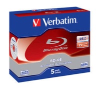 Verbatim Blu-ray RE (Herbeschrijfbaar) 25 GB 5 pack Verbatim Blu-ray RE (Herbeschrijfbaar) 25 GB 5 pack