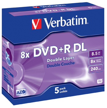 Verbatim DVD+R Dual Layer 8.5 GB 5 pack Verbatim DVD+R Dual Layer 8.5 GB 5 pack